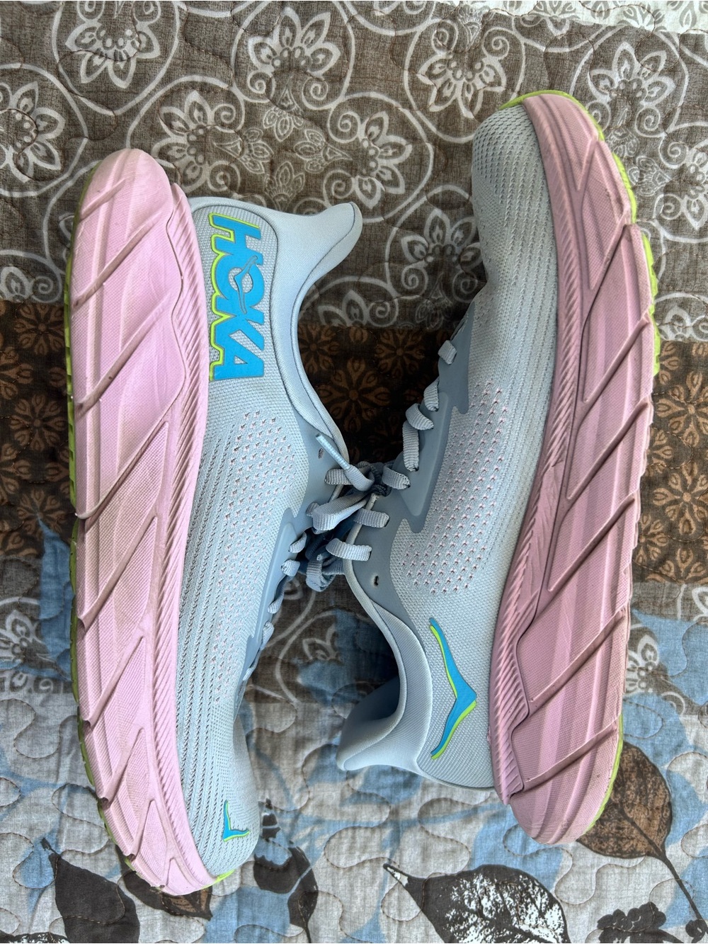 Hoka Women’s Light Blue & Pink Running Sneakers with Lime Accents - Picture 2 of 6